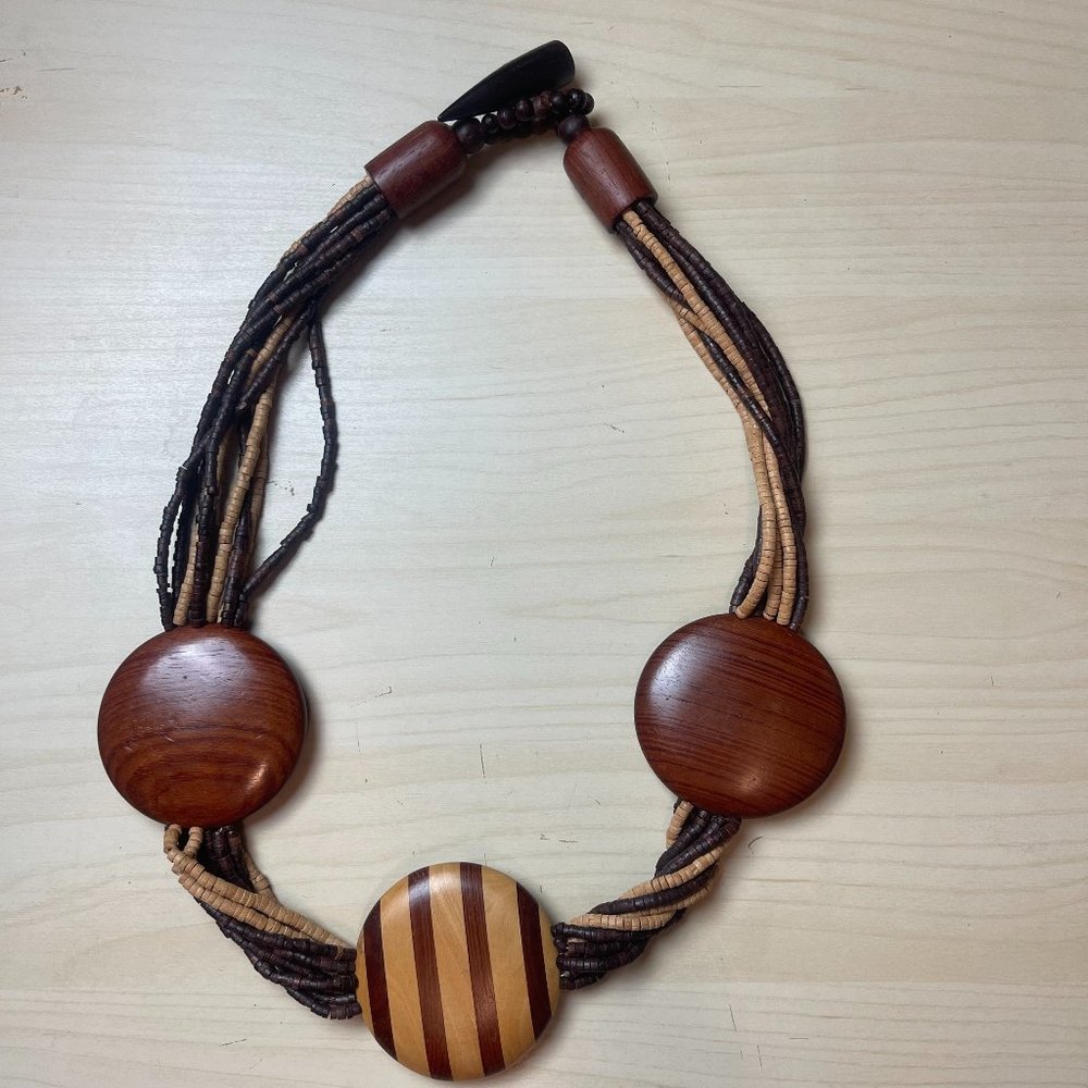 Wooden Multi Strand Neklace